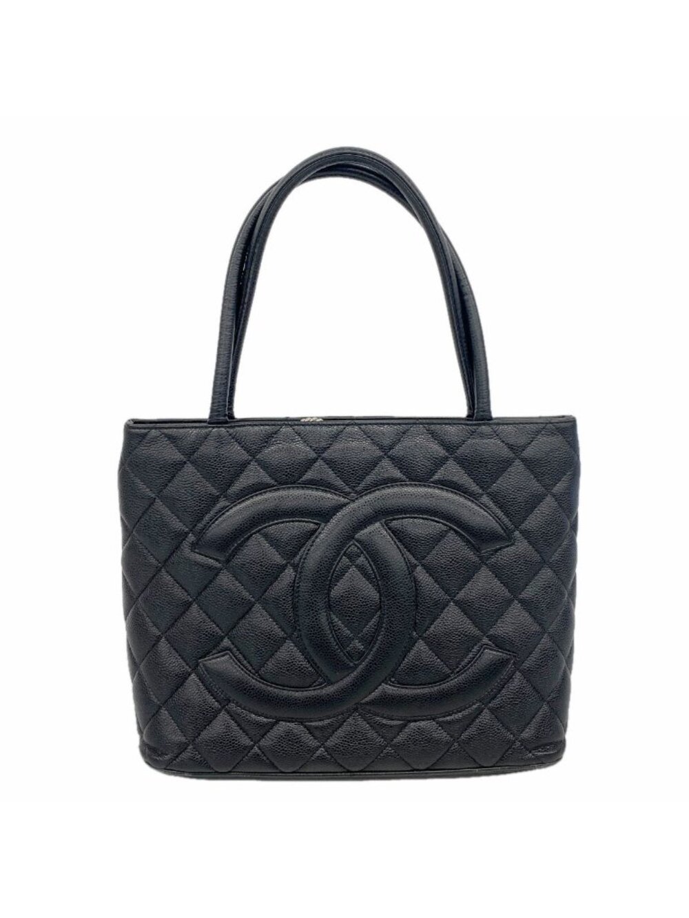 Chanel Tote Bag Reissue Caviar Leather Black Silver